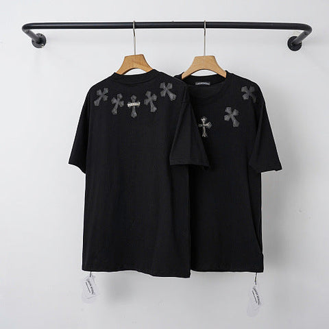 Chrome Hearts Collar Cross Print Short Sleeve T-Shirt (Black)