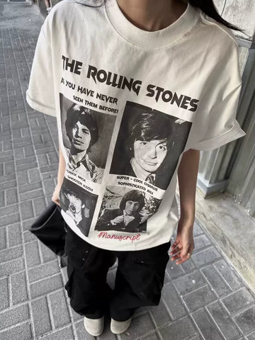 TSAOOJ Sex Pistols Rock Band Poster Printed Short Sleeve T-shirt Cleanfit Cotton Half Sleeve
