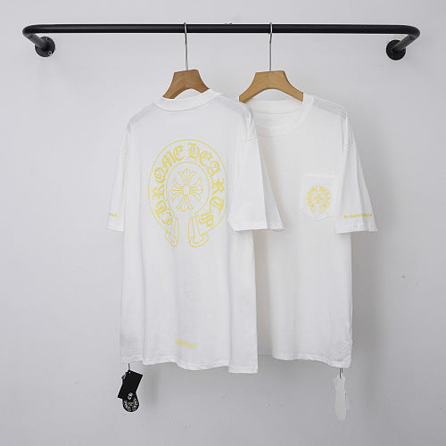 Chrome Hearts Yellow Horseshoe & Cross Short Sleeve T-Shirt (White)