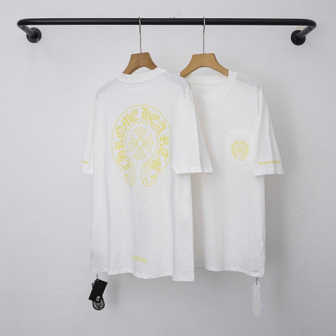 Chrome Hearts Yellow Horseshoe & Cross Short Sleeve T-Shirt (White)