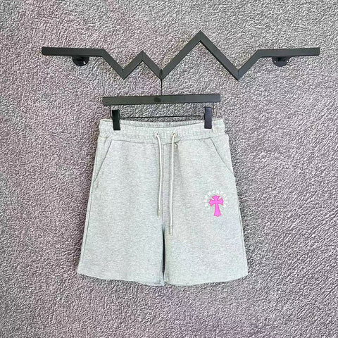 Chrome Hearts Light Gray & Pink Cross Logo Sweatshorts
