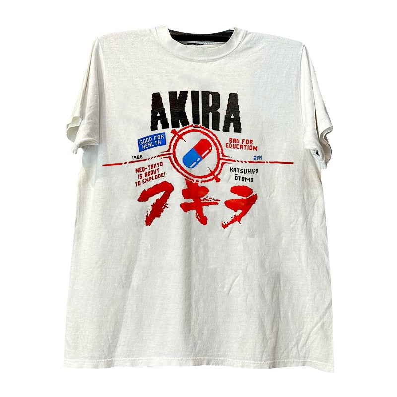 AKIRA Akira Otomo Koyo Sci Fi Animation Short sleeved T-shirt Hiphop Summer Heavy Weight Cotton Rascal Handsome Half Sleeve Trendy