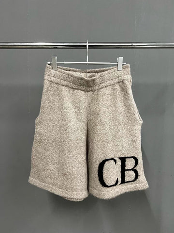 Cole Buxton Oatmeal Side Italic CB Logo Shorts