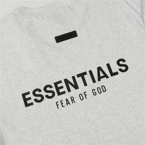 FEAR OF GOD ESSENTIALS 3‑Stripes Silicone Logo Unisex Loose Short Sleeve T‑Shirt