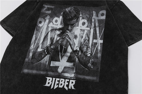 FEAR OF GOD ESSENTIALS Justin Bieber Purpose Tour Vintage Wash Graphic T‑Shirt