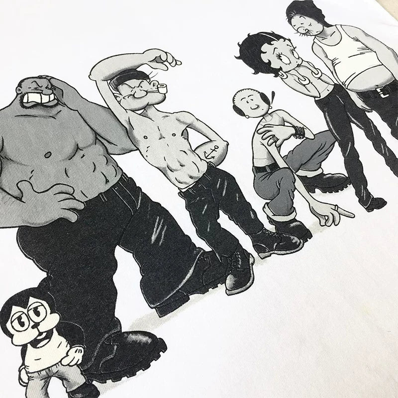 American fashion brand FOG street lazy style cartoon cartoon falling shoulder short sleeve men and women oversize casual versatile T-shirt