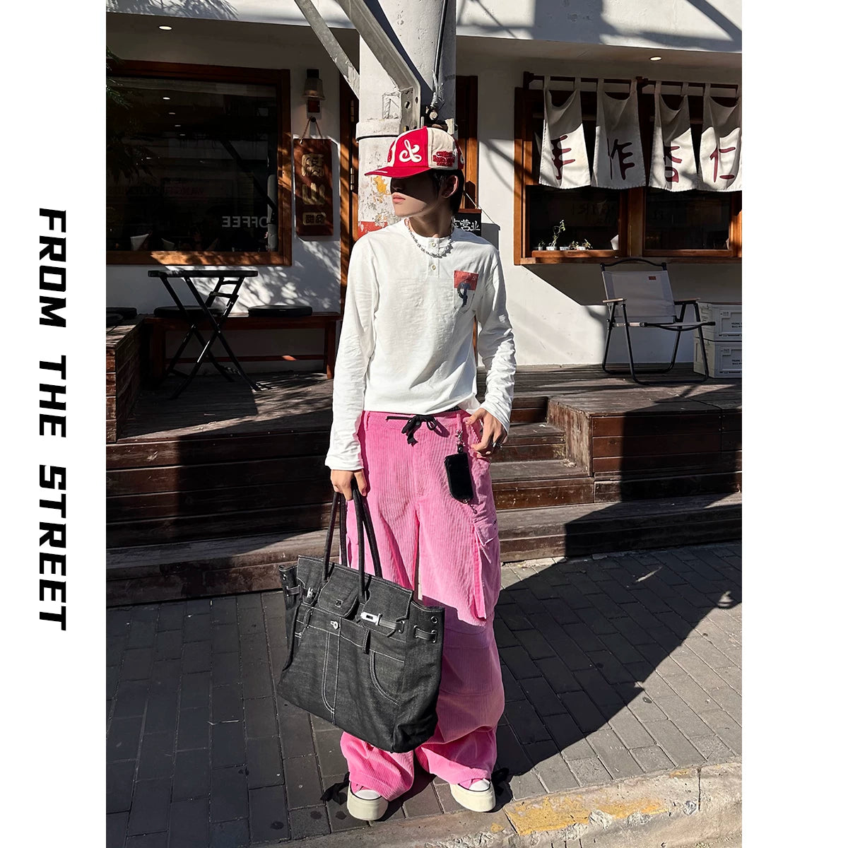 From The STREET Street Corduroy Cargo Straight Barrel Gunshell Work Pants Straight Barrel Casual Pants Men
