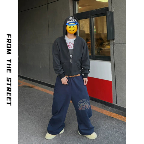From THE STREET, a street style retro brushed, washed, vintage silhouette sweatpants for men and women
