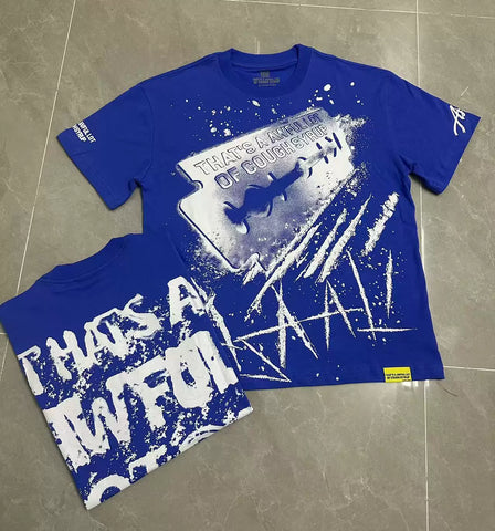 That's A Awful Lot Of Cough Syrup Brushstroke Graphic T-Shirt - Royal Blue