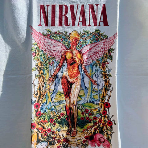 Nirvana Angel Band Short sleeved T-shirt Men's Hiphop Hip Hop Brand American Heavy duty Cotton Tee