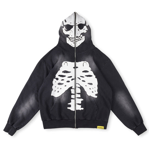 That's A Awful Lot Of Cough Syrup Skeleton Full-Zip Hoodie - Black / White
