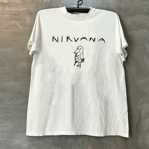 Nirvana Band Short Sleeve T-shirt Vintage College Style American Graffiti Design High Street Half Sleeve Trendy