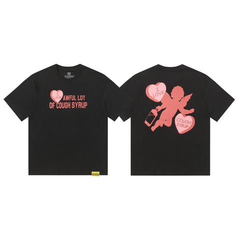 That's A Awful Lot Of Cough Syrup Angel Heart Graphic T-Shirt - Black
