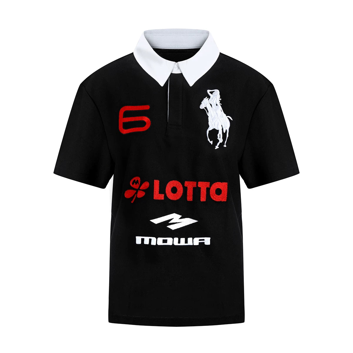 From the street style retro parody embroidery shoulder polo collar top men's summer casual short sleeved loose T-shirt