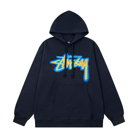 STUSSY Stock Logo Pullover Hoodie – Navy