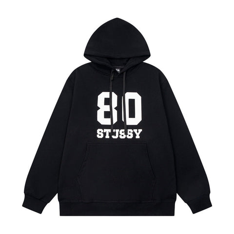 STUSSY 80 Logo Pullover Hoodie – Black
