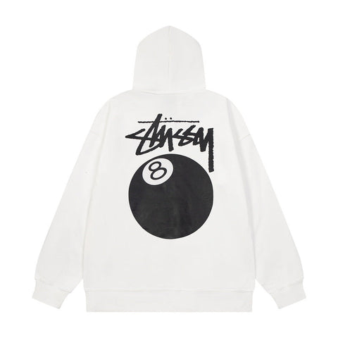 STUSSY 8 Ball Graphic Pullover Hoodie – White