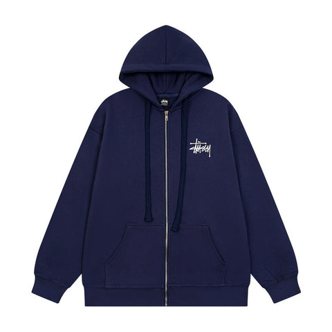 STUSSY Basic Logo Zip Hoodie – Navy
