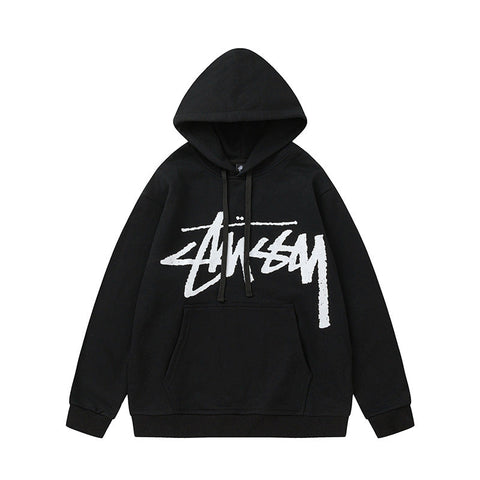 STUSSY Big Logo Pullover Hoodie Black