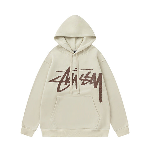STUSSY Big Logo Pullover Hoodie Cream