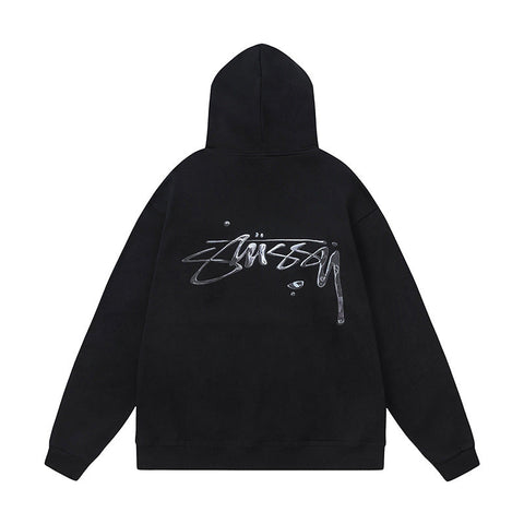 STUSSY Graffiti Logo Hoodie Black