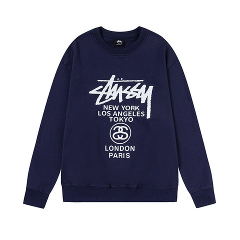STUSSY World Tour Navy Crewneck Sweatshirt