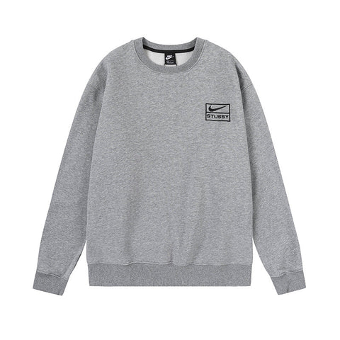 STUSSY Nike Logo Grey Crewneck Sweatshirt