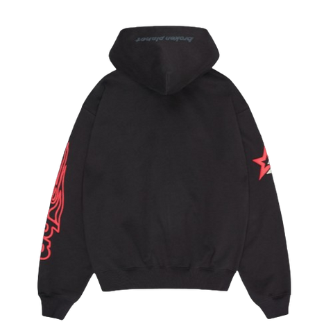 BROKEN PLANET MARKET 'BP PERFORMANCE' ZIP-UP HOODIE (BLACK INFRARED)