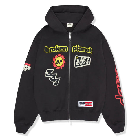 Broken Planet Zip Up Hoodie Performance Soot Black