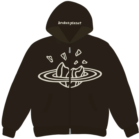 Broken Planet Market Dark Brown Zip Up Hoodie